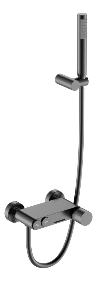 Смеситель для ванны с душевым гарнитуром Boheme Stick ручка Diamond Gun Metall 123-GM