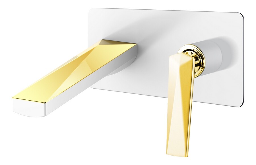 Смеситель для раковины из стены Boheme Venturo Белый / Золото 385-W