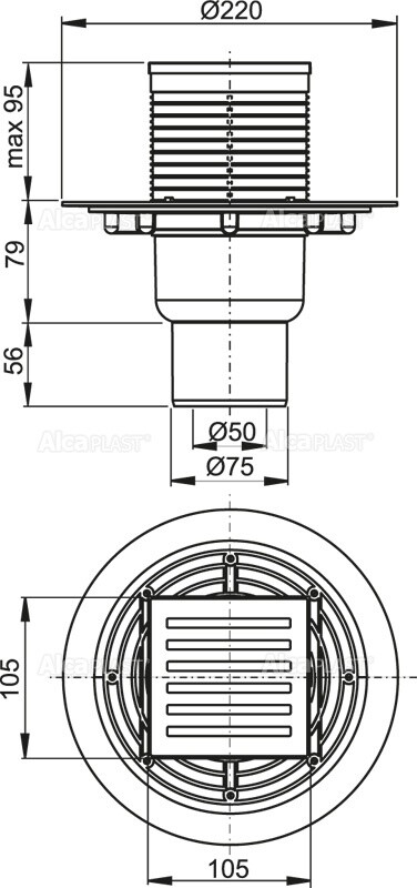 Alca Plast APV203 Душевой трап 105*105 мм