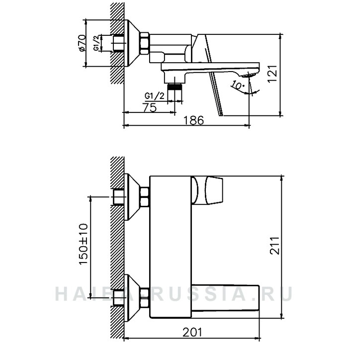 Смеситель для ванны HB60533-3 графит