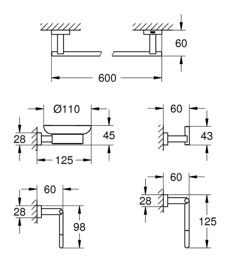 Grohe Essentials Cube 40758001 набор аксессуаров