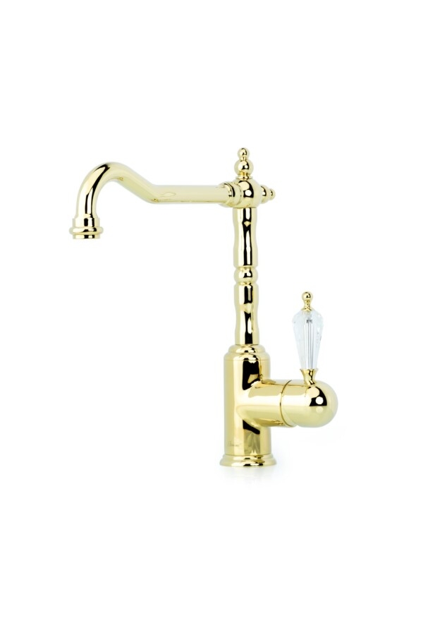 Смеситель для кухни Boheme Kitchen Tradizionale Oro с кристаллом SW 102-SW