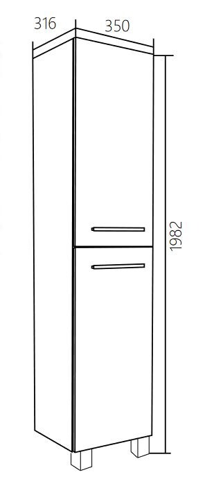 1 Marka шкаф-пенал Соната 35Н, 2д, б/к Белый глянец напольный У23259
