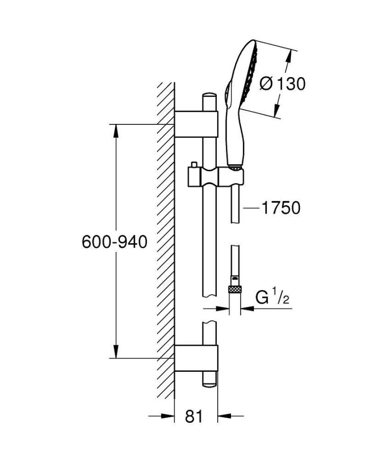 Grohe Power&Soul 130 27738000 душевой гарнитур