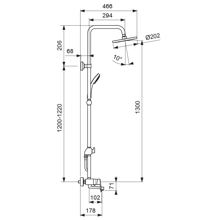 Vidima Balance BA270AA Душевая система с изливом