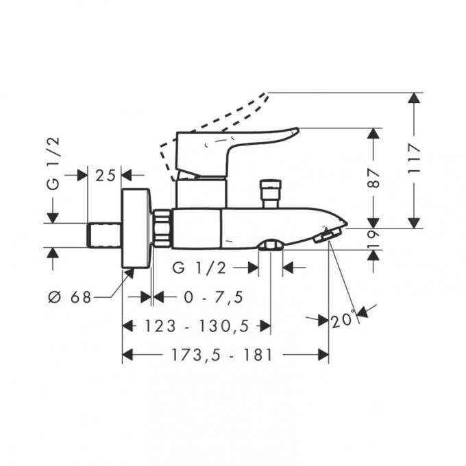 Hansgrohe Metris 31480000 смеситель для ванны хром