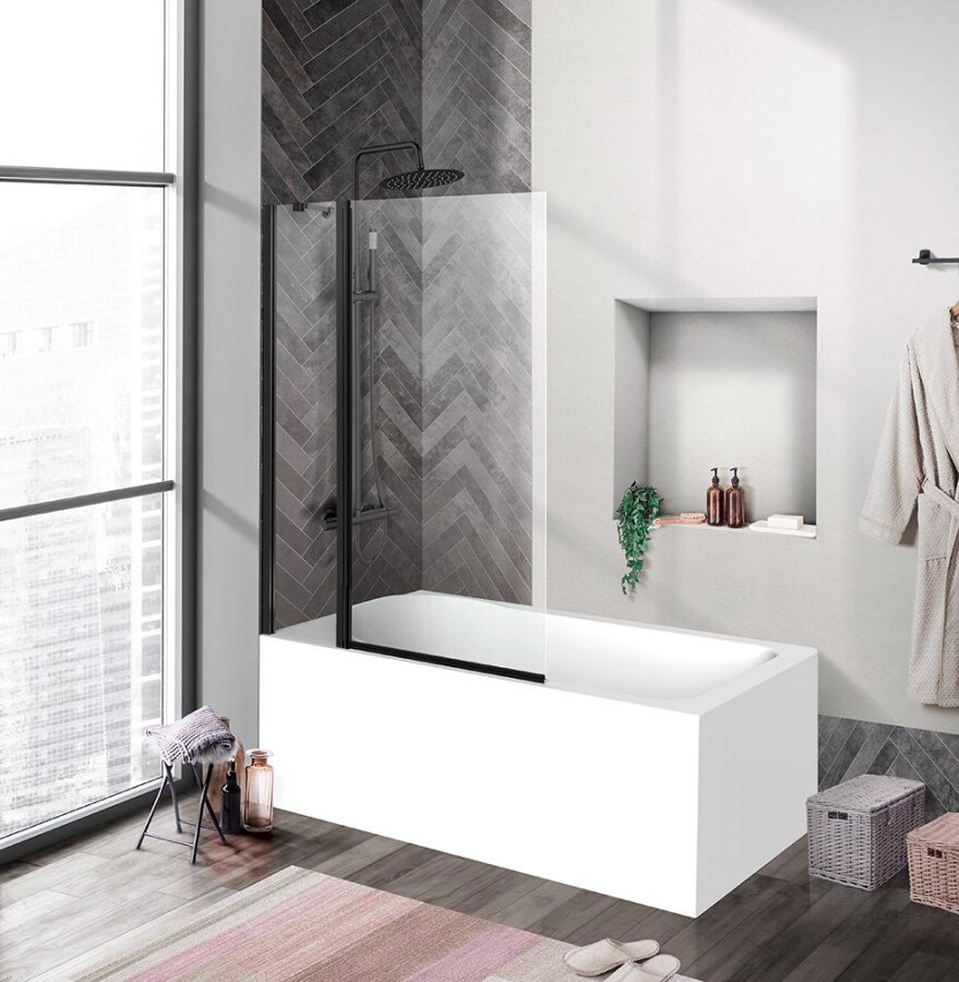 Шторка на ванну BelBagno UNO-V-11-100/150-C-NERO
