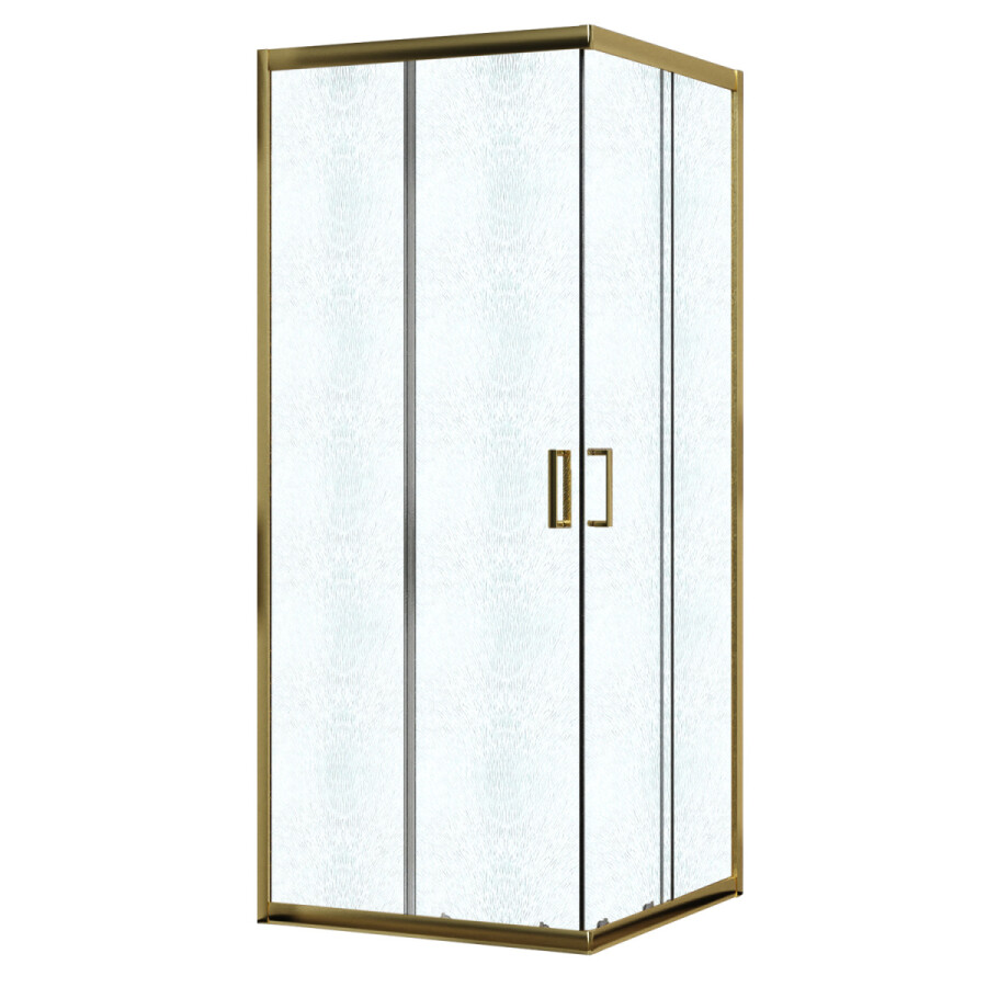 Душевое ограждение Azario Paris 900х900х1950 стекло "Шиншилла" 5 мм, профиль брашированное золото AZ-R06-90-BGL-CHC