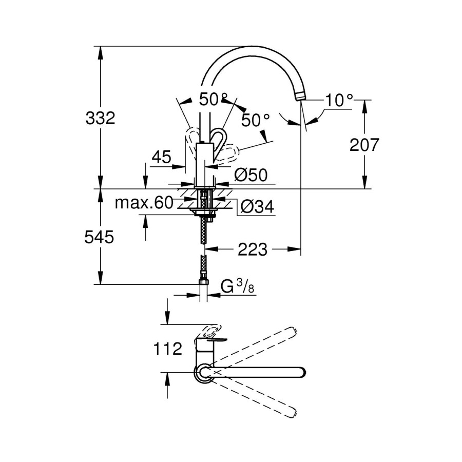 Grohe BauLoop 31368001 смеситель для кухни хром