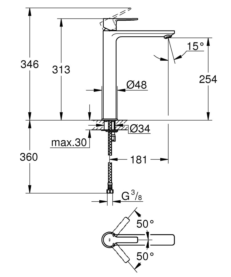 Grohe Lineare New 23405001 смеситель для раковины 28 мм