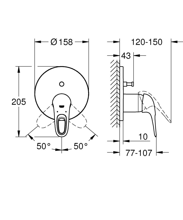 Grohe Eurostyle 2015 24049003 смеситель скрытого монтажа хром