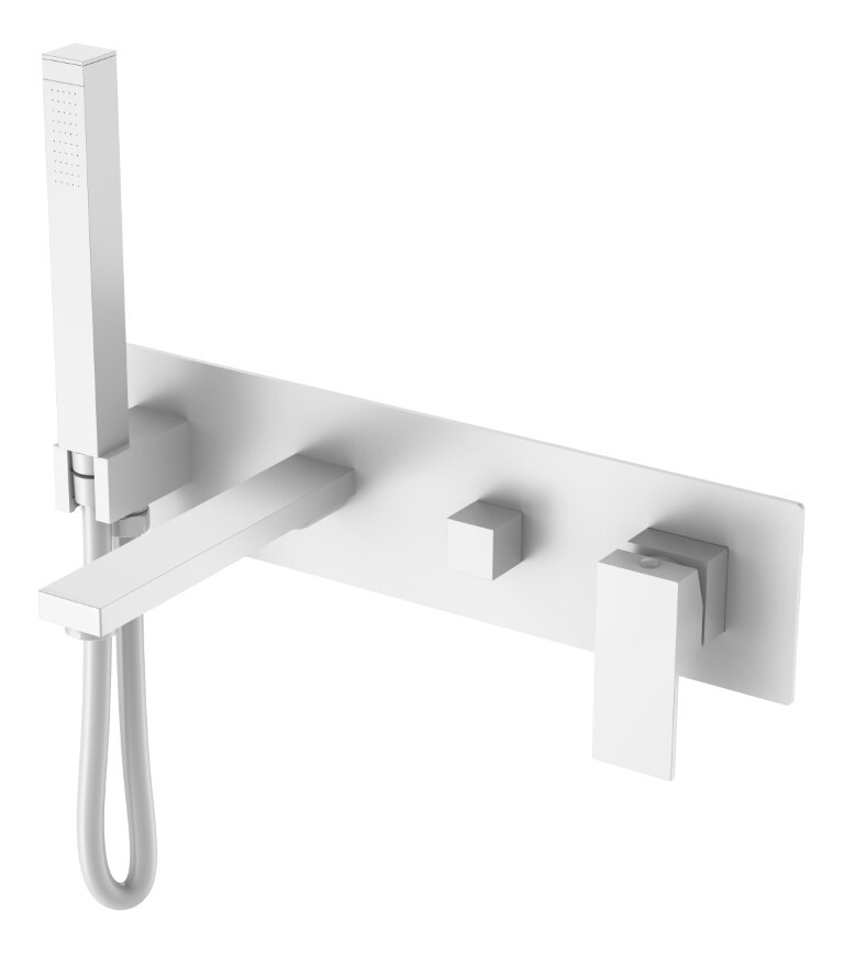Смеситель для ванны с душевым гарнитуром Boheme Qubic Matt White 474-2-MW