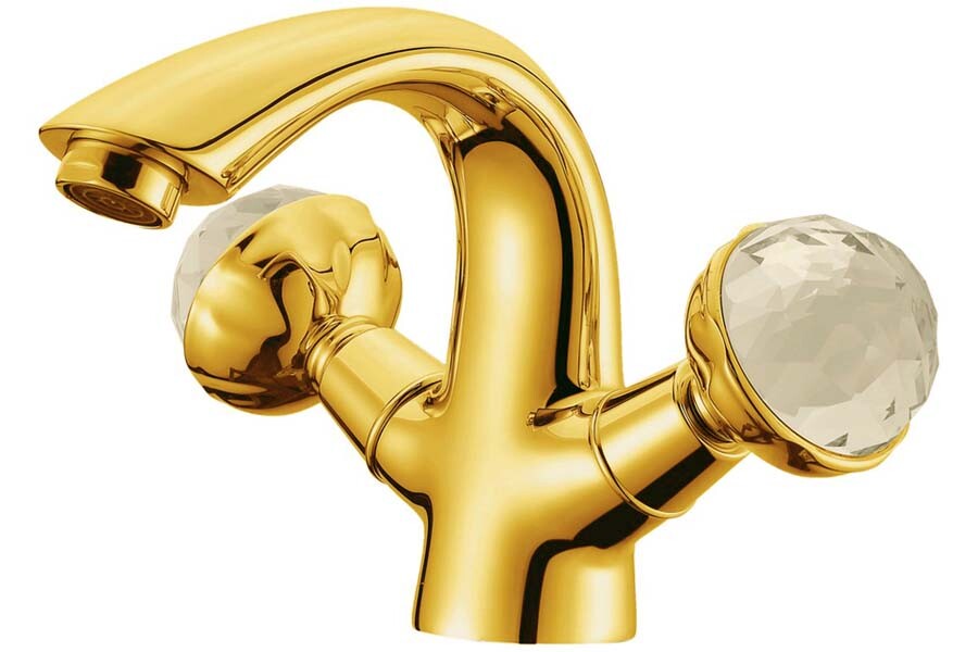 Смеситель для раковины Boheme Imperiale Presente Золото с кристаллом Swarovski 331