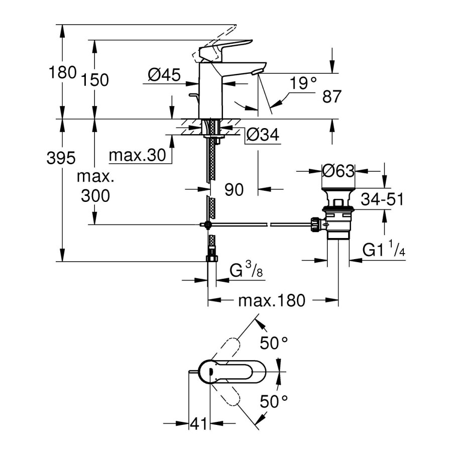 Grohe BauEdge 122277 набор для душа, смеситель для раковины, смеситель для душа, душевой гарнитур