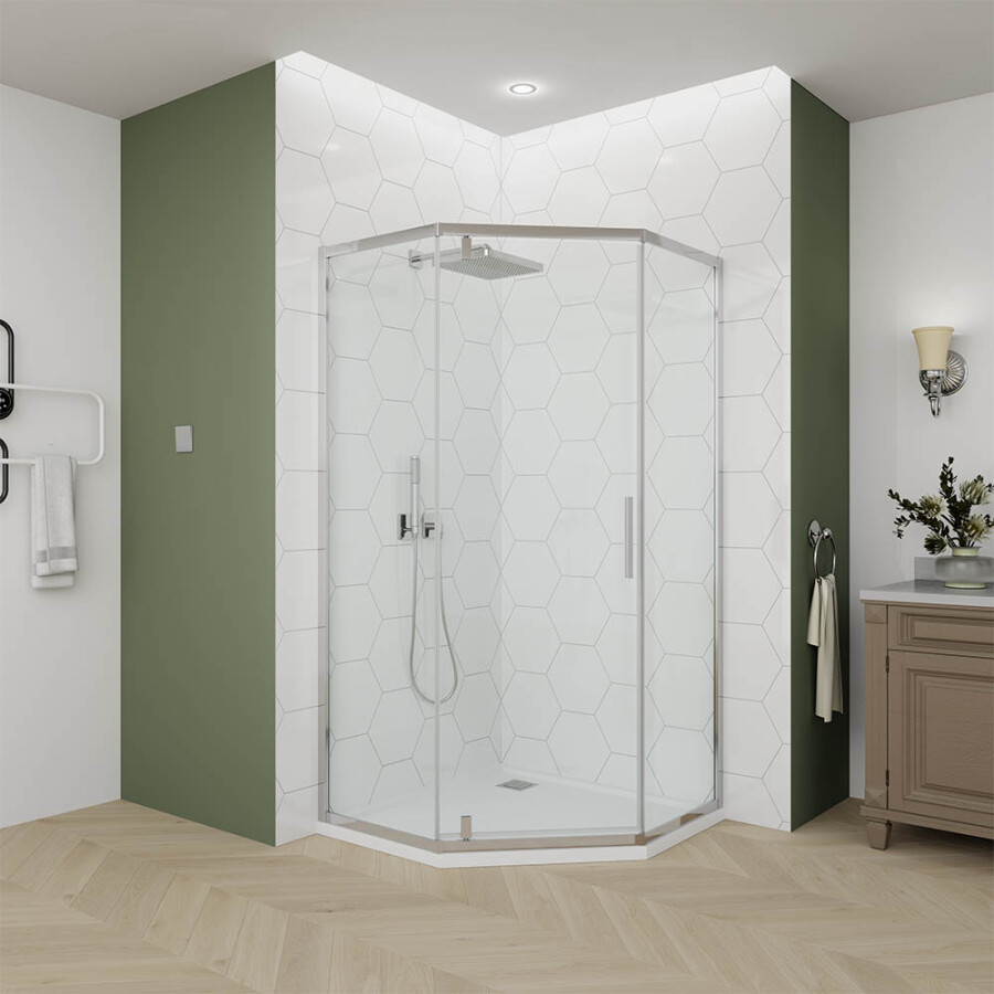 Душевой угол Veconi Ottimo P10 CH (90×90×190) распашная, профиль хром, стекло прозрачное OP10CH‑9090‑01‑C9