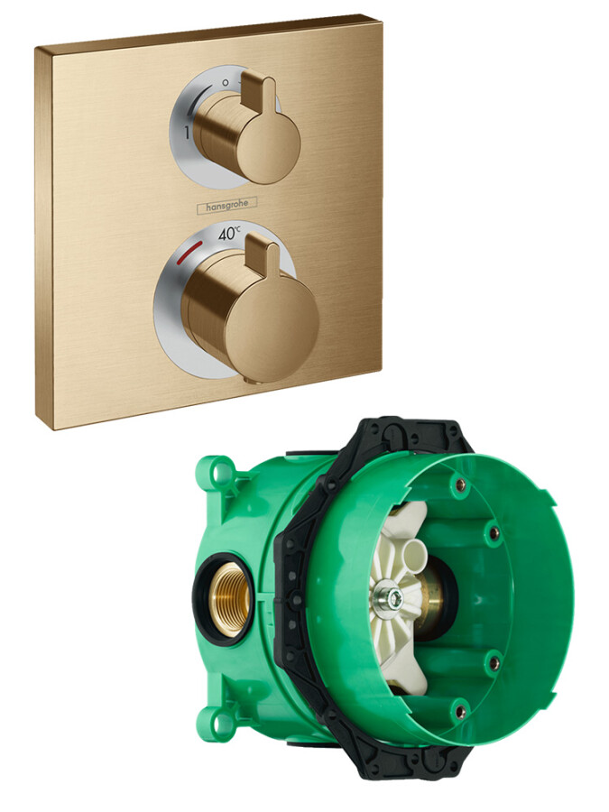 Hansgrohe 15714140S Set HG Ecostat Square термостатический смеситель для душа (15714140+01800180) шлифованная бронза