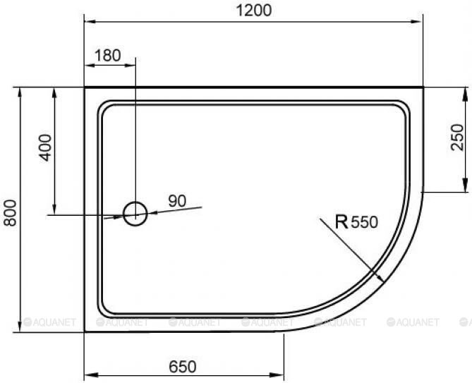 Cezares TRAY-A-RH-120/80-550-15-W-R душевой поддон акриловый 120*80*15