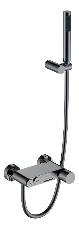 Смеситель для ванны с душевым гарнитуром Boheme Stick ручка Diamond Shine Gun Metall 123-SGM