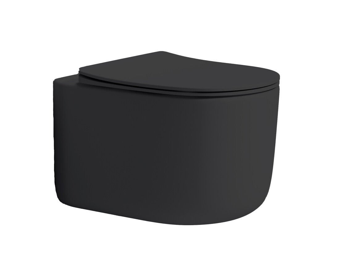 Унитаз подвесной Boheme Flow Черный матовый c крышкой, Торнадо 969-SET-B