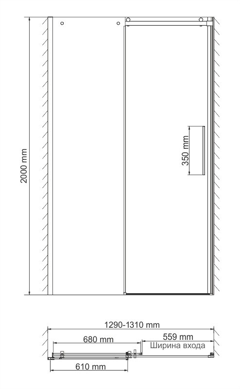 WasserKRAFT Dinkel 58R30 душевые двери 130*200