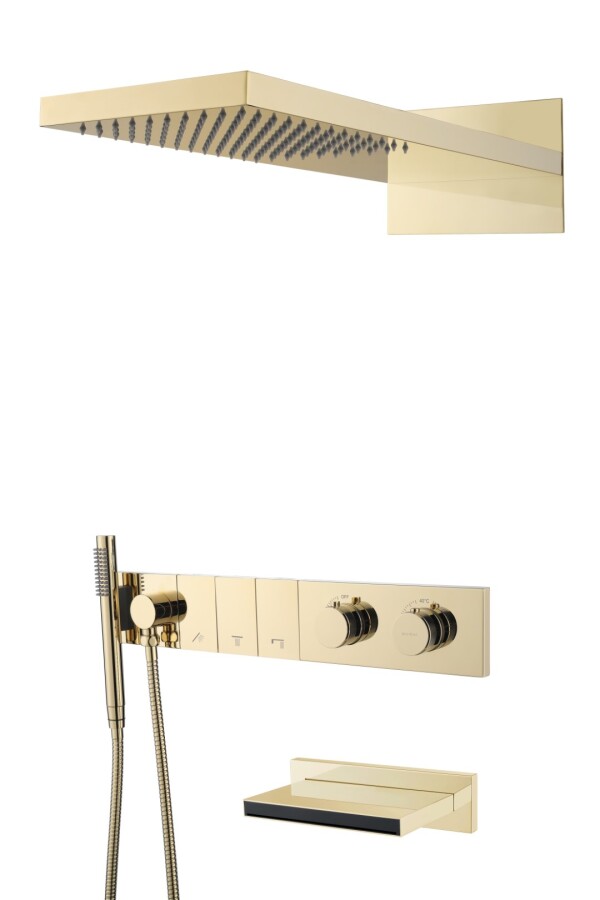 Душевая система трехпозиционная с термостатом и изливом Boheme Zodiac Золото 133-2-G