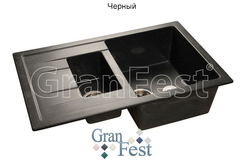 GranFest Quadro GF-Q775KL кухонная мойка черный 77.1х49.7 см