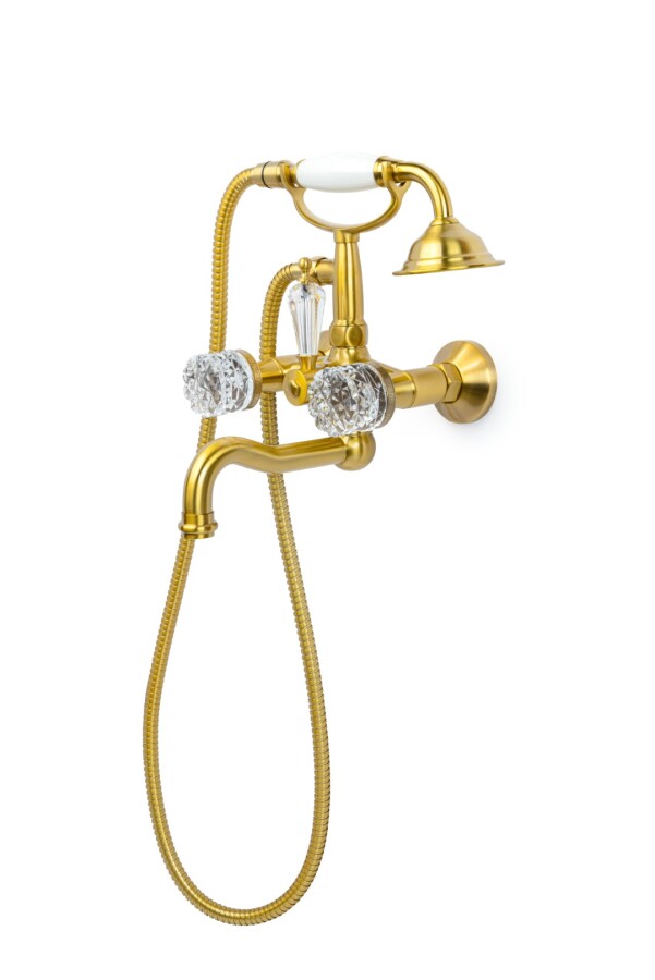 Смеситель для ванны с душевым комплектом Boheme Crystal Бронза 313-CRST