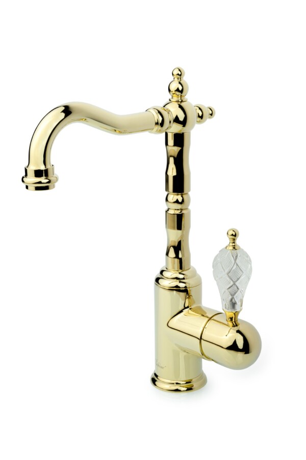 Смеситель для раковины высокий Boheme Crystal Золото 282-CRST