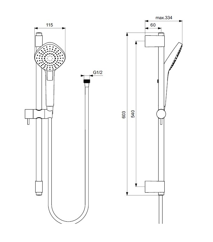 Ideal Standard B2234AA IdealRain душевой гарнитур со штангой Evo Diamond L3