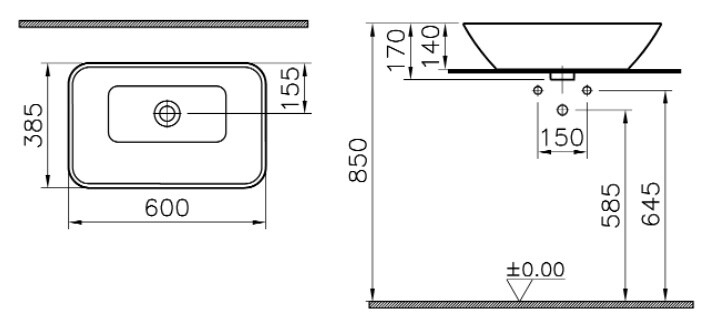 Vitra Geo 4425B003-0016 раковина накладная 60 см