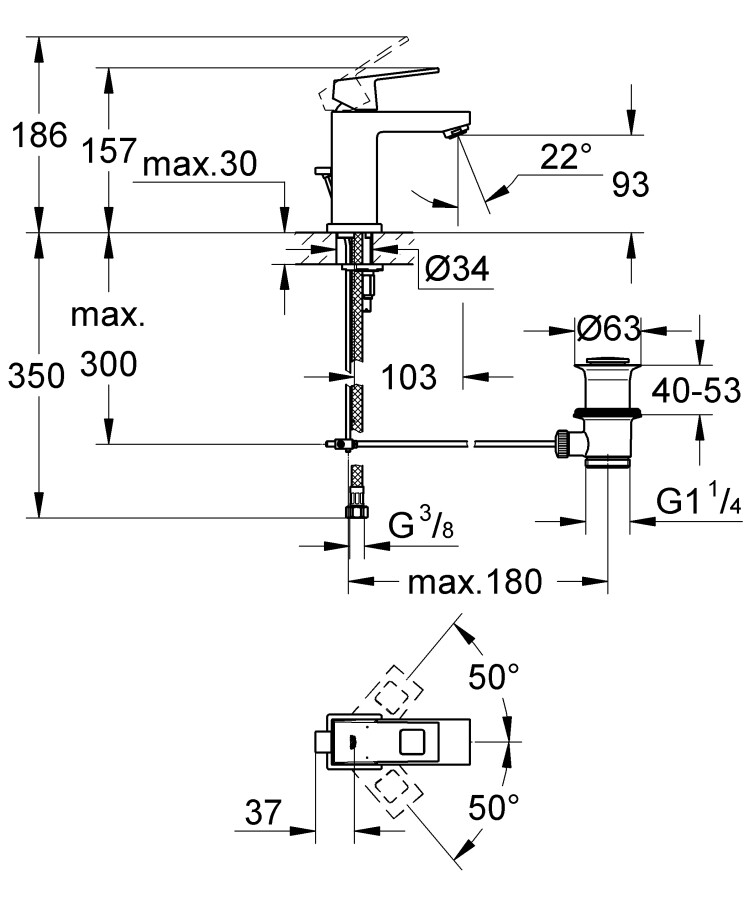 Grohe Eurocube 2312700E смеситель для раковины 28 мм