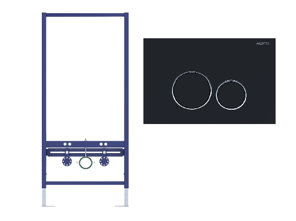 Aquatek Standart INSB-0000001 инсталляция для биде + кнопка KDI-0000020 черная матовая ободок хром