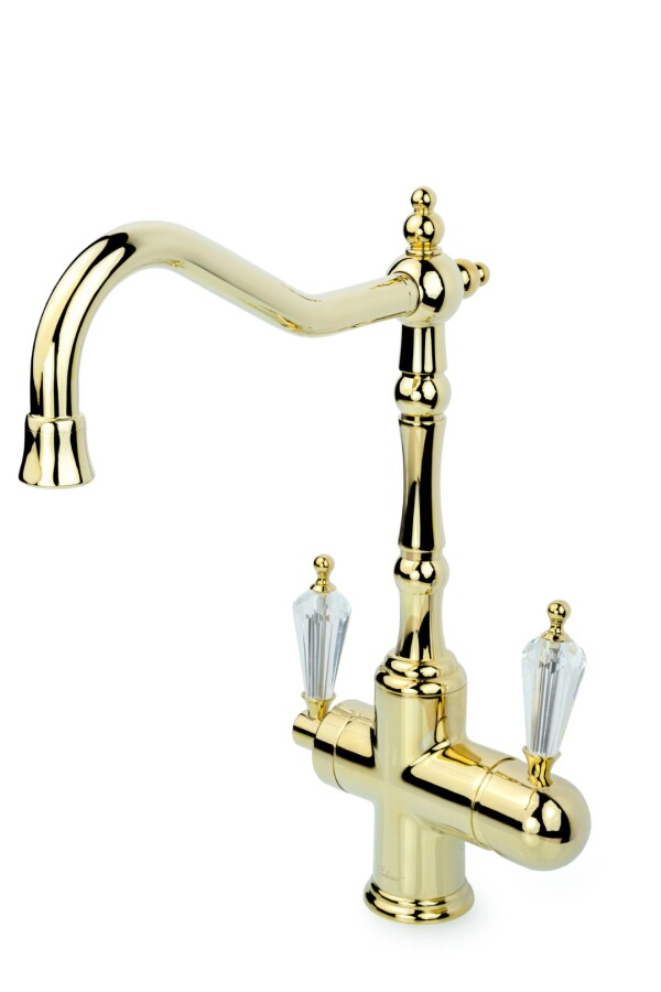 Смеситель для кухни Boheme Kitchen Tradizionale Oro ручки с кристаллом SW 112-SW