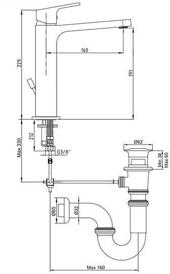 E.C.A. Tiera 102188013EX смеситель для раковины хром