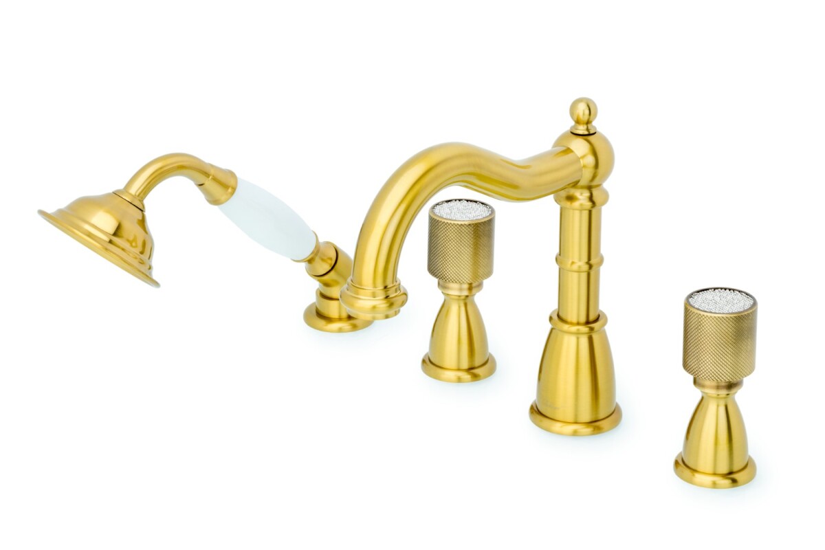Смеситель врезной на 4 отв., на борт ванны Boheme Royal Cristal Бронза_Комплект 391-Royal/CRST