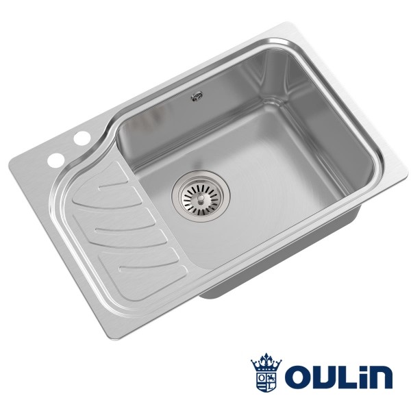 Oulin OL-327 кухонная мойка satin система POP-UP L/R 69x45 см