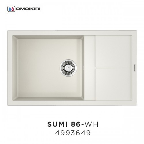 Omoikiri Sumi 86-WH 4993649 кухонная мойка тetogranit белый 86х50 см