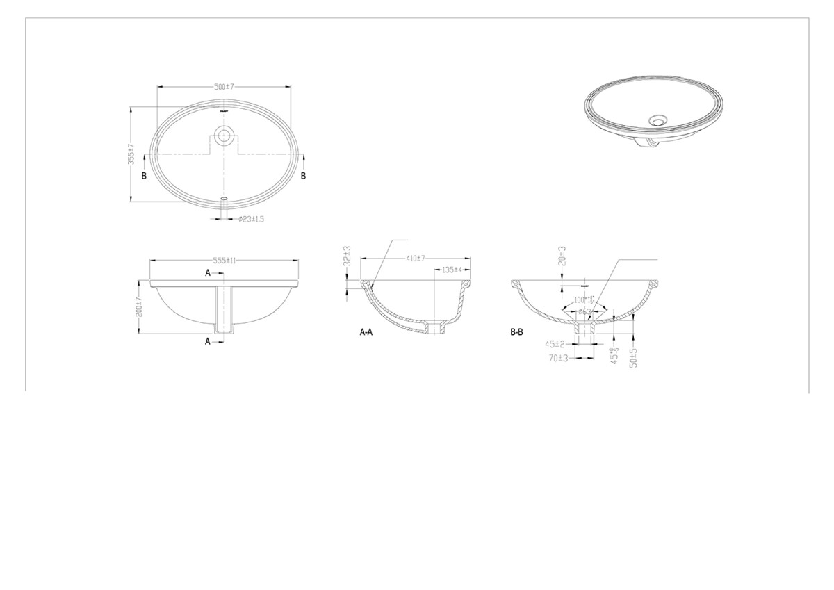 Bravat C22102W-ENG раковина встраиваемая 550*410*200 мм