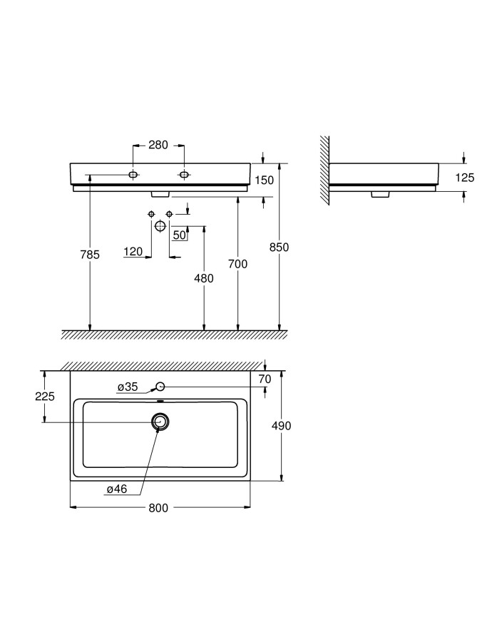 Grohe Cube Ceramic 3946900H раковина 80 см альпин-белый