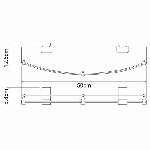 WasserKRAFT Leine K-5044 Полка стеклянная хром