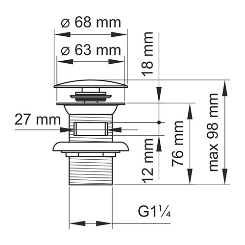 WasserKRAFT A073 донный клапан для раковины хром