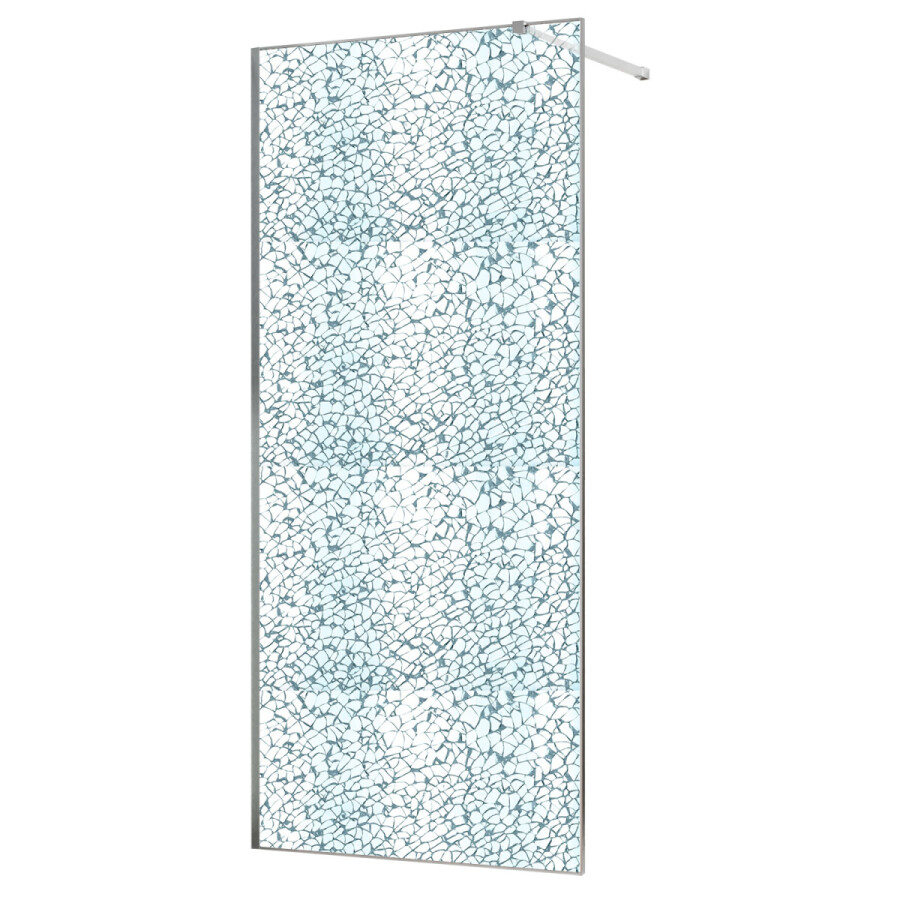 Душевая перегородка Azario Walk-in 900x2000 в рамке, "Битое стекло", толщина стекла 13 мм, профиль хром AZ-275-90-CH-CBR