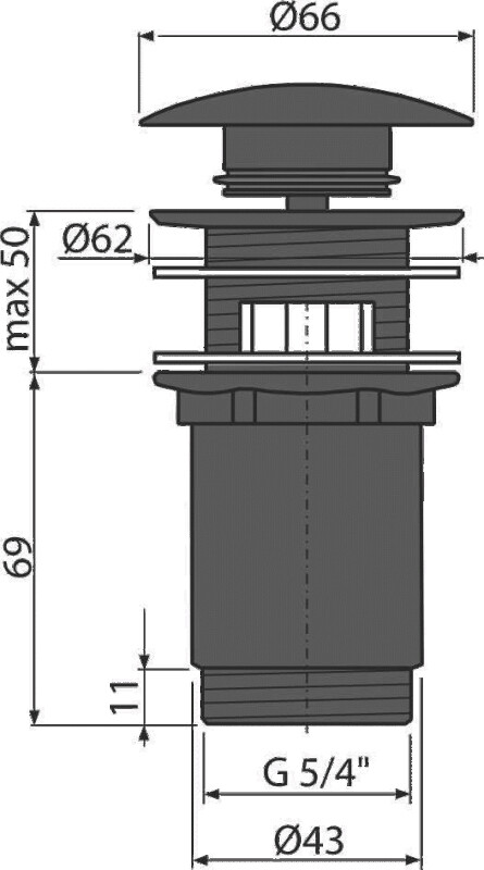 Alca Plast A392Black донный клапан для раковины черный