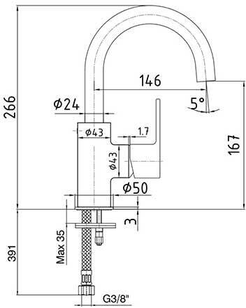 E.C.A. Nita 102188036EX смеситель для раковины хром