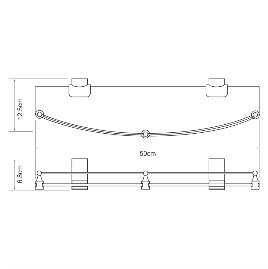 WasserKRAFT Leine K-5044WHITE Полка стеклянная хром/белый