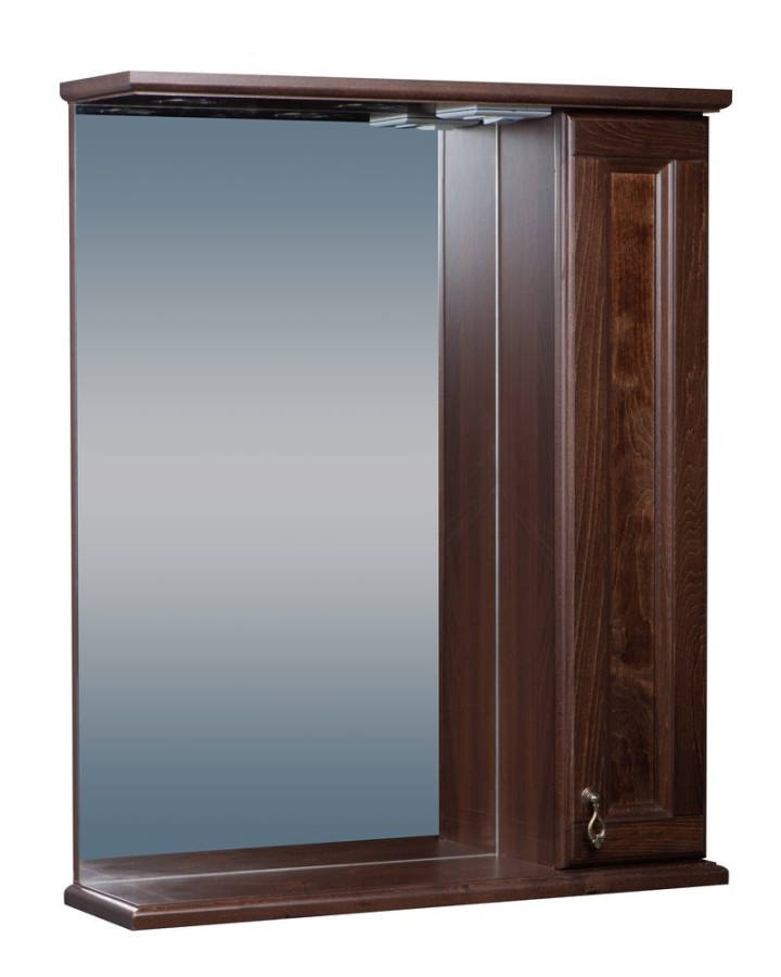 BAS Варна зеркало с полочкой и шкафчиком 65 см цвет варна орех тёмно-коричневый