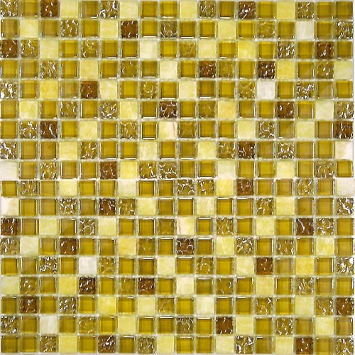 Bonaparte Glass Stone 1 30х30см мозайка стеклянная с камнем желто кричневая