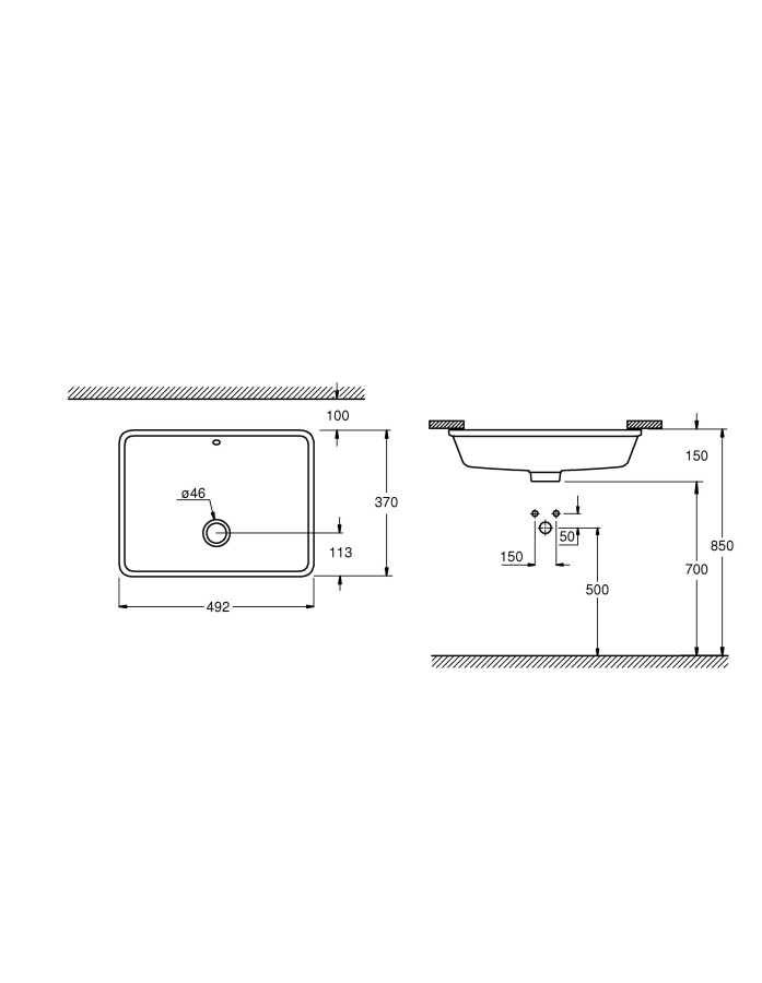 Grohe Cube Ceramic 3948000H раковина встраиваемая 50 см альпин-белый