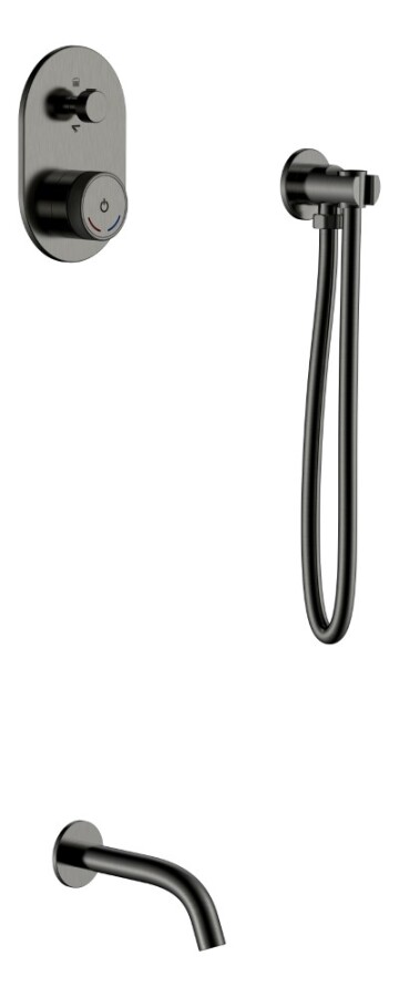 Boheme Tech Gun Metal Смеситель для душа встраиваемый + излив + держатель лейки + шланг 154-GM