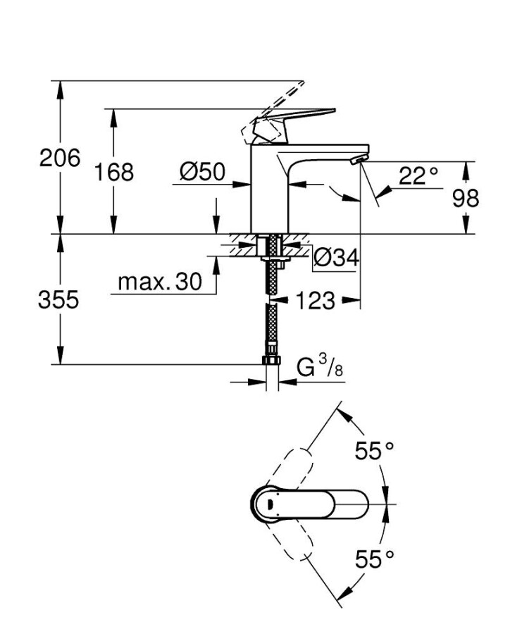 Grohe Eurosmart Cosmopolitan 23327000 смеситель для раковины 35 мм